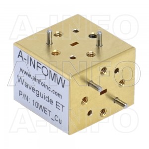 10WET_Cu WR10 Waveguide E-Plane Tee 75-110GHz with Three Rectangular Waveguide Interfaces