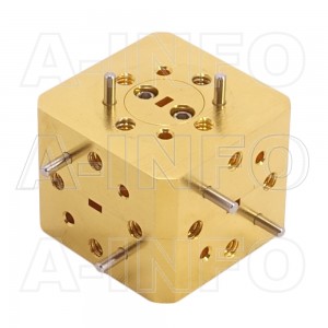 10WMT_Cu WR10 Waveguide Magic Tee 75-110GHz with Four Rectangular Waveguide Interfaces