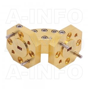 12WHB-16.5-16.5-10_Cu WR12 Radius Bend Waveguide H-Plane 60-90GHz with Two Rectangular Waveguide Interfaces