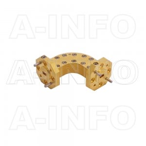 12WHB-25-25-10_Cu WR12 Radius Bend Waveguide H-Plane 60-90GHz with Two Rectangular Waveguide Interfaces
