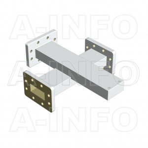 137WL+C-30 WR137 Waveguide Cross Coupler WL+C-XX Type 5.85-8.2GHz 30dB Coupling with Three Rectangular Waveguide Interfaces 