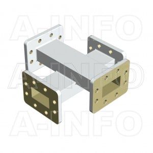 159W+C-50 WR159 Waveguide Cross Coupler W+C-XX Type 4.9-7.05GHz 50dB Coupling with Four Rectangular Waveguide Interfaces 