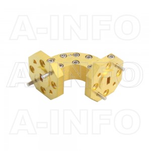 15WEB-20-20-10_Cu WR15 Radius Bend Waveguide E-Plane 50-75GHz with Two Rectangular Waveguide Interfaces
