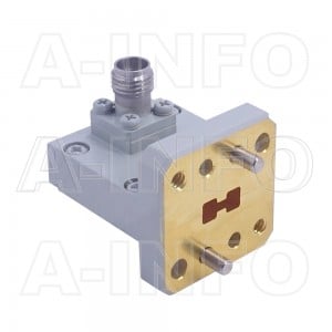 180DRWCA2.4_Cu Right Angle Double Ridge Waveguide to Coaxial Adapter 18-40GHz WRD180 to 2.4mm Female