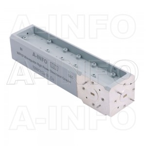 19WCHB-10_Cu WR19 Waveguide High Directional Coupler WCHB-XX Type H-Plane Bend 40-60GHz 10dB Coupling with Three Rectangular Waveguide Interfaces 