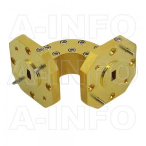 19WEB-25-25-10_Cu WR19 Radius Bend Waveguide E-Plane 40-60GHz with Two Rectangular Waveguide Interfaces