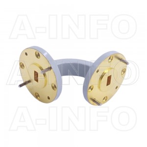 22WEB-25-25-10_Cu WR22 Radius Bend Waveguide E-Plane 33-50GHz with Two Rectangular Waveguide Interfaces