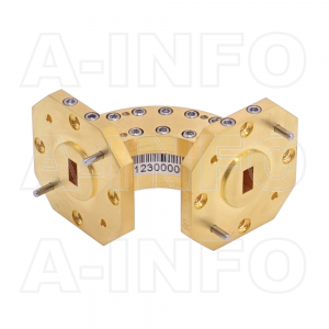 22WEB-25-25-15_Cu WR22 Radius Bend Waveguide E-Plane 33-50GHz with Two Rectangular Waveguide Interfaces