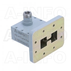 250DRWHCAN Right Angle High Power Double Ridge Waveguide to Coaxial Adapter 2.6-7.8GHz WRD250 to N Type Female