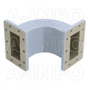 284WEB-100-100-40 WR284 Radius Bend Waveguide E-Plane 2.6-3.95GHz with Two Rectangular Waveguide Interfaces