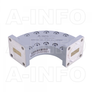 42WHB-35-35-20_Cu_BPBM WR42 Radius Bend Waveguide H-Plane 18-26.5GHz with Two Rectangular Waveguide Interfaces
