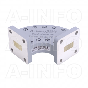 51WHB-35-35-20_Cu WR51 Radius Bend Waveguide H-Plane 15-22GHz with Two Rectangular Waveguide Interfaces