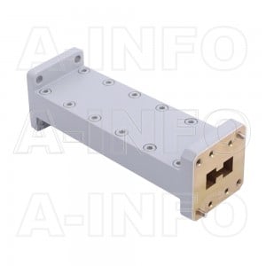 650D62WA-101.6_Cu Double Ridge to Rectangular Waveguide Transition 12.4-18GHz 101.6mm(4inch) WRD650 to WR62