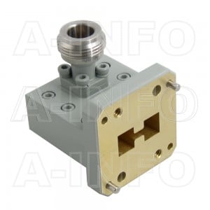 650DRWCAN_Cu Right Angle Double Ridge Waveguide to Coaxial Adapter 6.5-18GHz WRD650 to N Type Female