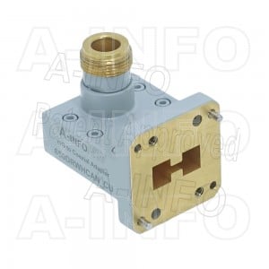 650DRWHCAN_Cu Right Angle High Power Double Ridge Waveguide to Coaxial Adapter 6.5-18GHz WRD650 to N Type Female