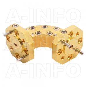 10WHB-20-20-10_Cu WR10 Radius Bend Waveguide H-Plane 75-110GHz with Two Rectangular Waveguide Interfaces