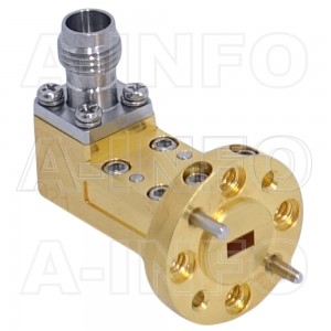 15WCA1.85_Cu Right Angle Rectangular Waveguide to Coaxial Adapter 50-65GHz WR15 to 1.85mm Female