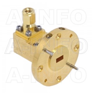 19WCA1.0M_Cu Right Angle Rectangular Waveguide to Coaxial Adapter 40-60GHz WR19 to 1.0mm Male