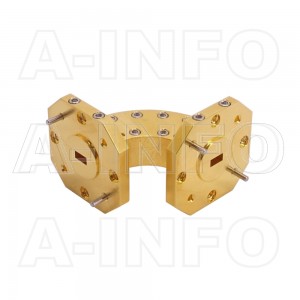 22WHB-25-25-15_Cu WR22 Radius Bend Waveguide H-Plane 33-50GHz with Two Rectangular Waveguide Interfaces