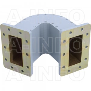 284WEB-130-130/60 WR284 Radius Bend Waveguide E-Plane 2.6-3.95GHz with Two Rectangular Waveguide Interfaces