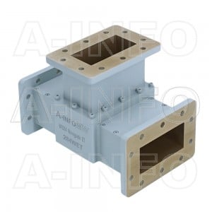 284WET WR284 Waveguide E-Plane Tee 2.6-3.95GHz with Three Rectangular Waveguide Interfaces