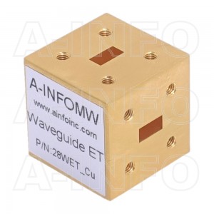 28WET_Cu WR28 Waveguide E-Plane Tee 26.5-40GHz with Three Rectangular Waveguide Interfaces