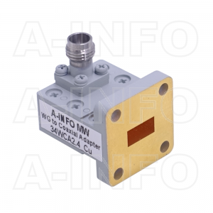 34WCA2.4_Cu Right Angle Rectangular Waveguide to Coaxial Adapter 22-33GHz WR34 to 2.4mm Female