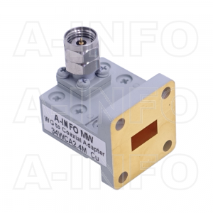 34WCA2.4M_Cu Right Angle Rectangular Waveguide to Coaxial Adapter 22-33GHz WR34 to 2.4mm Male