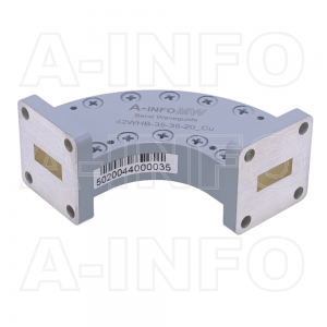 42WHB-35-35-20_Cu WR42 Radius Bend Waveguide H-Plane 18-26.5GHz with Two Rectangular Waveguide Interfaces