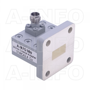51WCA2.4_Cu Right Angle Rectangular Waveguide to Coaxial Adapter 15-22GHz WR51 to 2.4mm Female