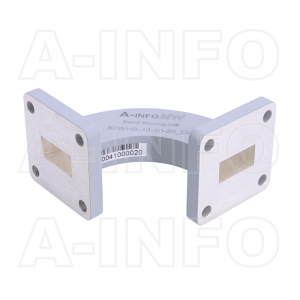 62WHB-40-40-25_Cu WR62 Radius Bend Waveguide H-Plane 12.4-18GHz with Two Rectangular Waveguide Interfaces