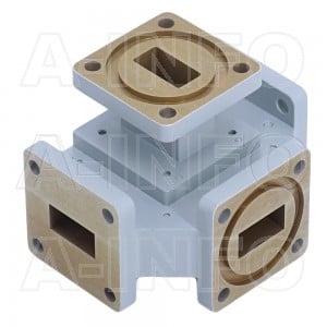 62WMT_BMBPBPBM WR62 Waveguide Magic Tee 12.4-18GHz with Four Rectangular Waveguide Interfaces