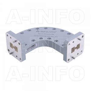 750DRWHB-60-60_Cu WRD750 Double Ridge Bend Waveguide H-Plane 7.5-18GHz with Two Double Ridge Waveguide Interfaces