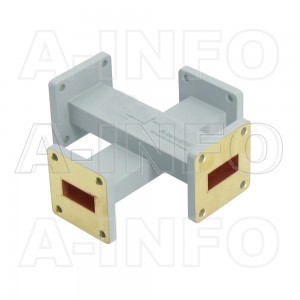 90W+C-40_Cu WR90 Waveguide Cross Coupler W+C-XX Type 8.2-12.4GHz 40dB Coupling with Four Rectangular Waveguide Interfaces 