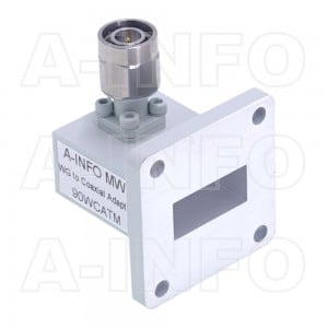 90WCATM Right Angle Rectangular Waveguide to Coaxial Adapter 8.2-12.4GHz WR90 to TNC Male