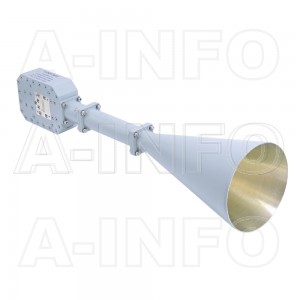 LB-CNH-90-20-D02-A Dual Circular Polarization Conical Horn Antenna 8.2-12.4GHz 20dB Gain Rectangular Waveguide Interface